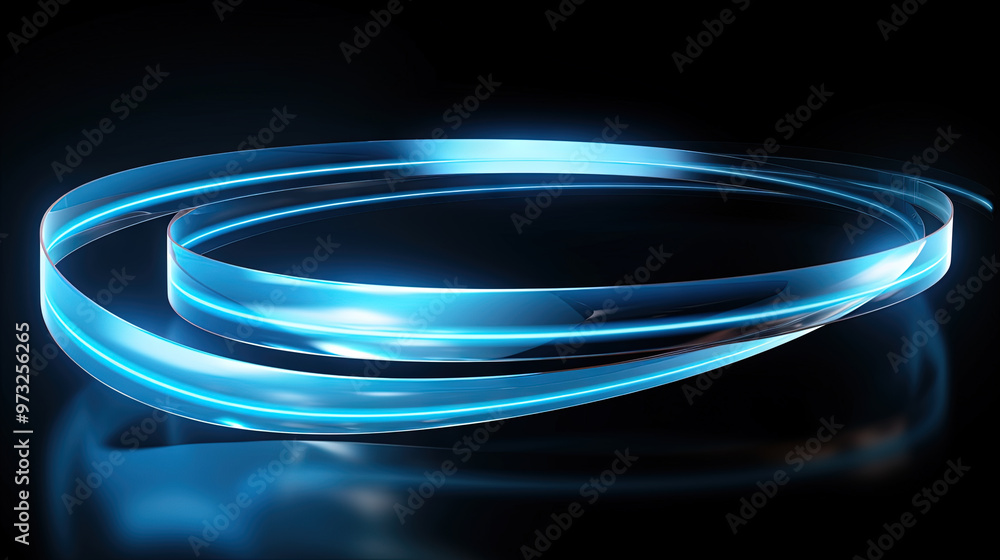 Poster abstract blue neon light trails and digital waves on dark background for tech and business design th