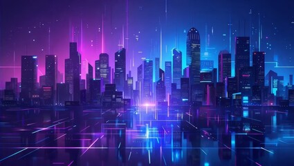 Futuristic Digital City Skyline