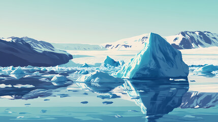 Beautiful cold landscape picture of icelandic glacier lagoon bay,. Icelandic Glaciers. Illustration