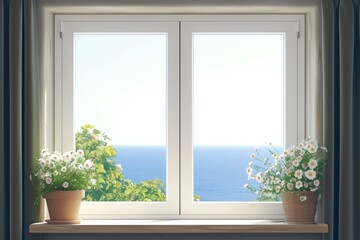 Fototapeta premium White window in the room interior