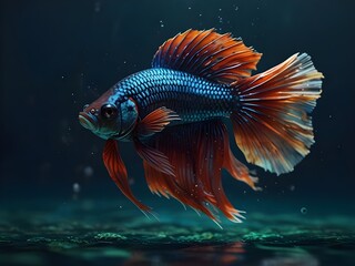 Fototapeta premium Awesome betta fish in the water AI generated