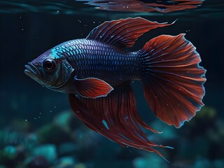 Fototapeta premium Awesome betta fish in the water AI generated