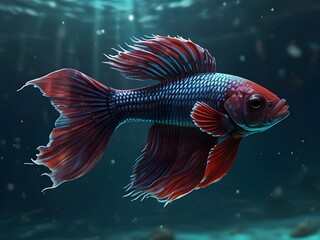 Fototapeta premium Awesome betta fish in the water AI generated