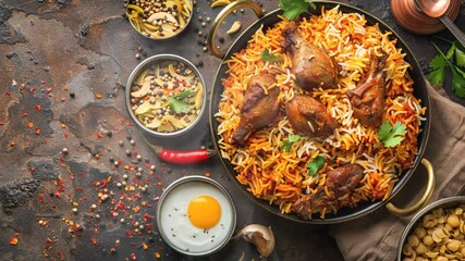 Biryani on the table moves with smoke around