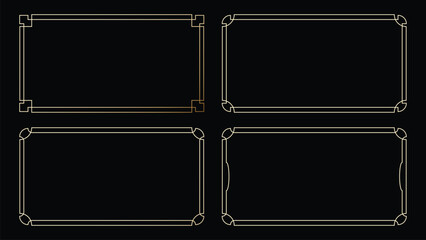 elegant golden 1920s art deco arch frame set for luxurious wedding invitation card	