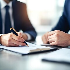 Executive explaining compliance terms to a compliance officer, negotiation terms, regulatory negotiation