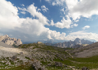 Dolomites alps landscape with clouds 