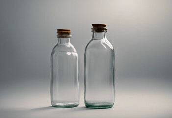 A collection of clear glass bottle