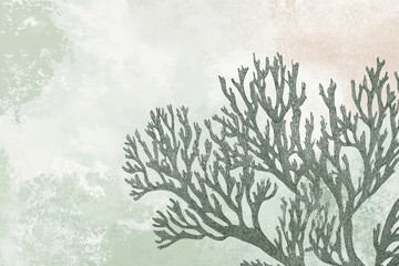 A delicate sketch of coral branches in muted green tones, evoking a sense of tranquility and sophistication. The minimalist design adds a touch of elegance to any space.