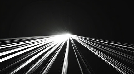 "Vanishing point background featuring speed lines in a black and white pattern, resembling traffic trails. Designed to convey motion and a running concept."