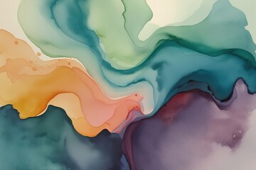 Calm Watercolor Vignette Background Texture with Fluid Design