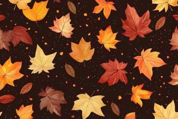 A vibrant seamless pattern featuring colorful autumn leaves in various shades of red, orange, and yellow. Perfect for fall-themed designs, wallpaper, fabric, and more.