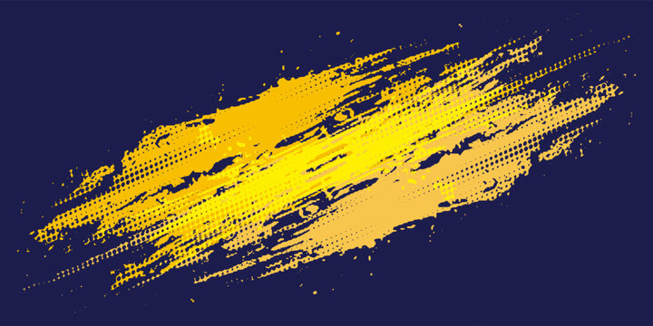 Abstract yellow-blue frame on a dark background. Sporty design in grunge style. Illustration for sports, athletics, training, workout