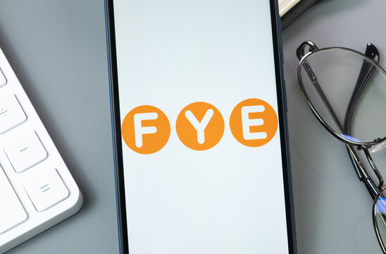 New York, USA - 30 August 2024: FYE Logo on Phone Screen, Company Icon on Display
