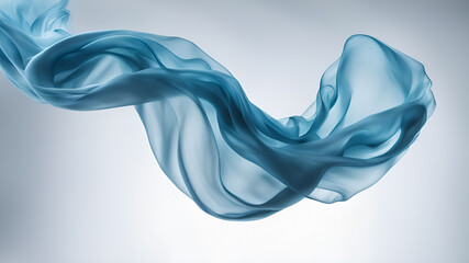 Obraz premium blue color silk fabric floating in the air, evoking feelings of calm, movement, and organic flow