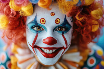 A cheerful clown full of joy and color
