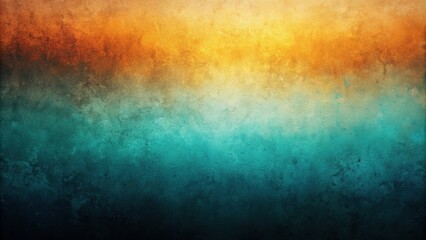 Obraz premium Abstract teal orange yellow black grainy color gradient background noise texture effect