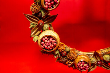 Christmas crown - handmade ornaments with raw materials