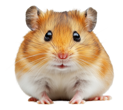 PNG Cute hamster sitting calmly on a white background