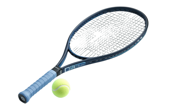 Tennis racket with ball on white background,png
