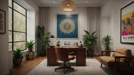 Fototapeta premium Expensive and classic office with beautiful pictures
