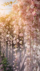 Naklejka premium Spring blossom background with pink flowers
