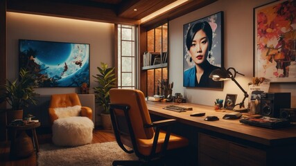 Amazing home office for art designer