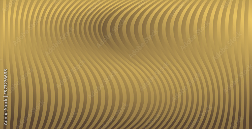 Poster composition of repeating curved lines to create a certain effect with brown and gold as background i