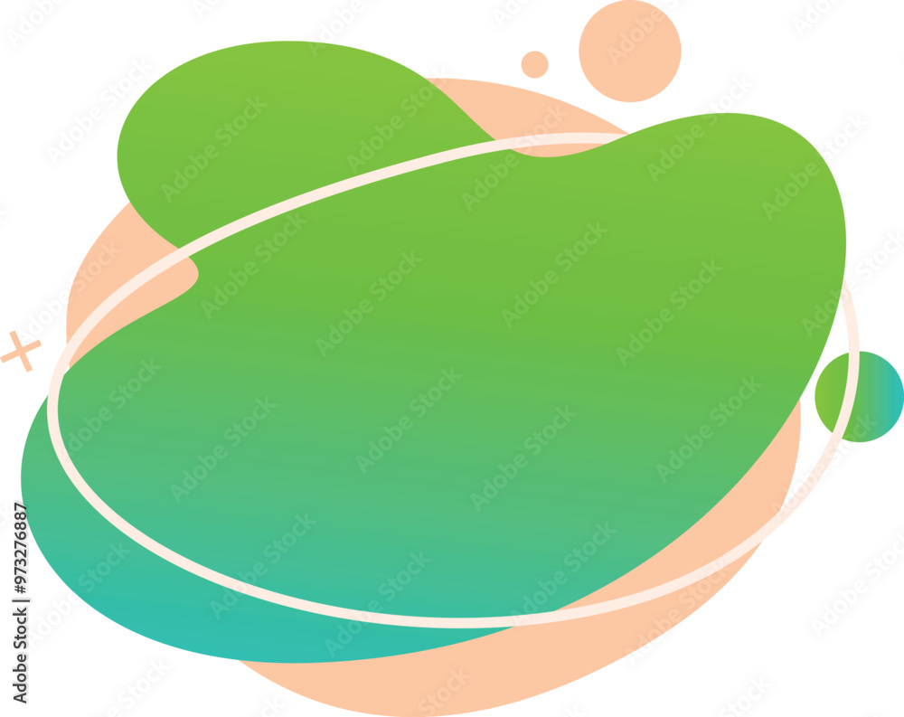 Poster green and blue abstract shape with gradient creating dynamic composition