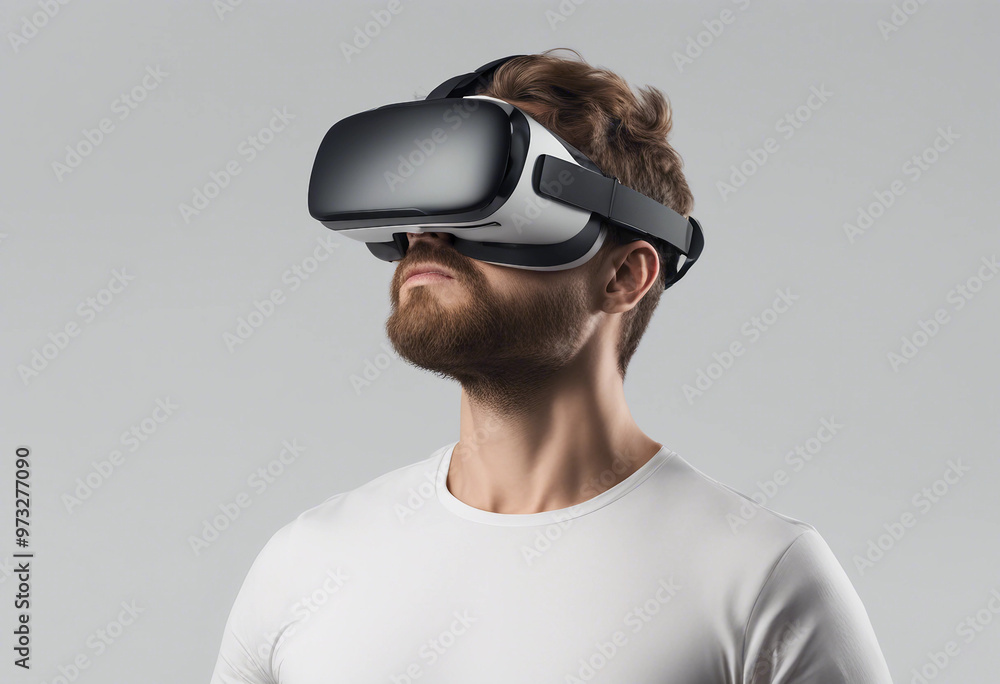 Poster virtual reality or vr 3d render realistic model in isolate white background vr glasses for 360 envir