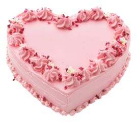 PNG Heart-shaped pink celebration cake