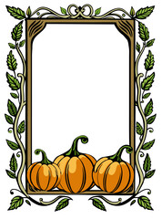 Pumpkin and leafy frame perfect for autumn-themed projects