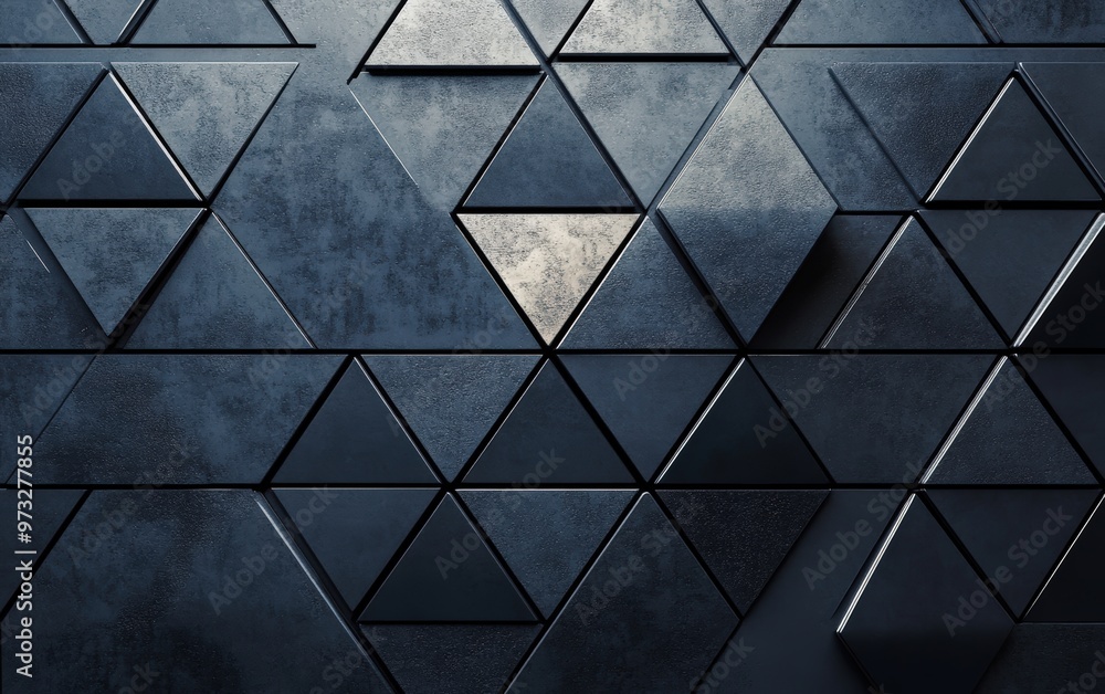 Wall mural futuristic, high tech, colored background, with a triangular block structure. wall texture with a 3d