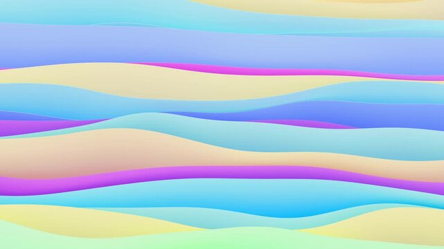 3D render of abstract wavy colorful background, 4K animated template, live wallpaper