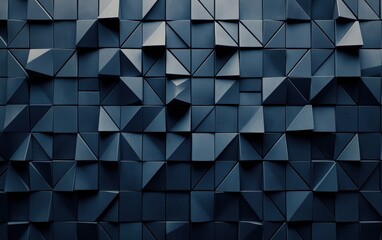 Obraz premium Futuristic, High Tech, colored background, with a triangular block structure. Wall texture with a 3D triangle tile pattern. 3D render 