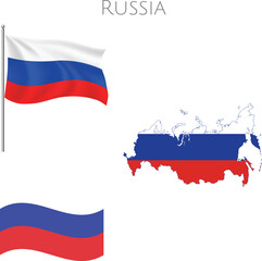 Russian map isolated on white background. for website layouts, background, education, precise, customizable, Travel worldwide, map silhouette backdrop, earth geography, political, reports.