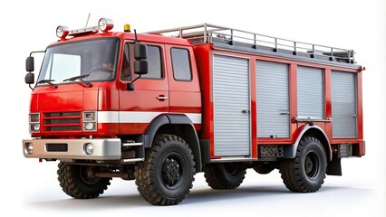 Close-up Russian fire truck on white background