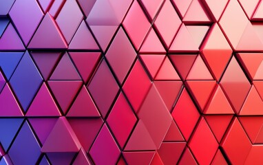 Fototapeta premium Futuristic, High Tech, colored background, with a triangular block structure. Wall texture with a 3D triangle tile pattern. 3D render 