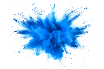explosion of dry blue paints on a transparent background. cloud and paint particles. Holi paint