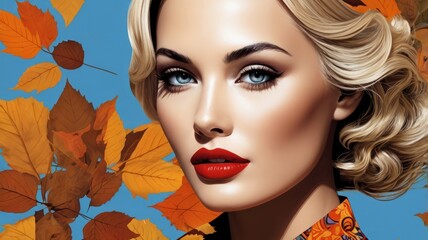 Illustration portrait of woman art art nouveau style