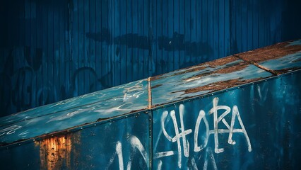 Obraz premium Cool dark blue grunge background of an old surface