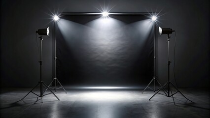 Close-Up studio background with black background and white lighting