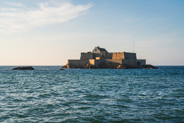 Fort National at high tide on the sea at Saint Malo, Brittany, France