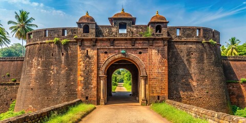 Close-up view of Dutch fort in Tharangambadi, entrance gate detail