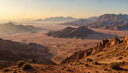 Naklejka premium Coucher de soleil sur les montagnes