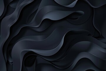 Obraz premium Abstract Flowing Black Fabric Texture - Luxurious Satin, Smooth Surface, and Modern Design