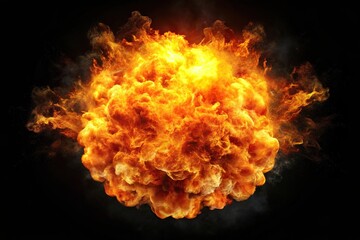 Close-up view of narrow fire explosion against black background