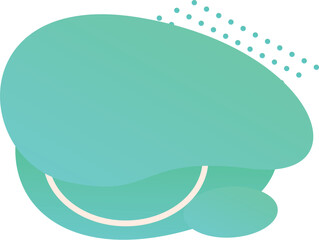 Modern abstract liquid shape with gradient forming turquoise blob with white outline and halftone pattern