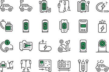 Vector line art Gas Station Icons set