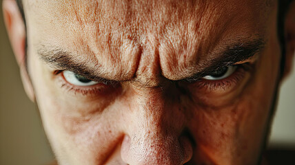 Angry expression, close up, man, intense gaze, emotional face